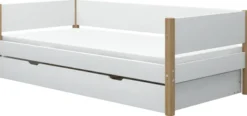 FLEXA Nor Bett 90x200cm mit Ausziehbett weiß/eiche