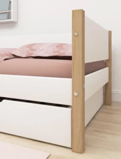FLEXA Nor Bett 90x200cm mit Ausziehbett weiß/eiche