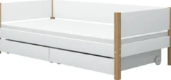 FLEXA Nor Bett 90x200cm mit 2 Schubladen weiß/eiche