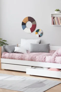 FLEXA Nor Bett 90x200cm mit 2 Schubladen weiß/eiche