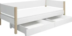 FLEXA Nor Bett 90x200cm mit 2 Schubladen weiß/eiche