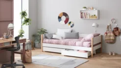 FLEXA Nor Bett 90x200cm mit 2 Schubladen weiß/eiche