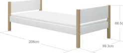 FLEXA Nor Bett 90x200cm weiß/eiche