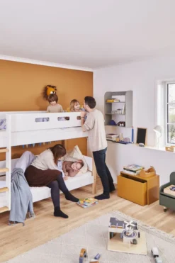 FLEXA Nor Etagenbett mit gerader Leiter weiß/eiche
