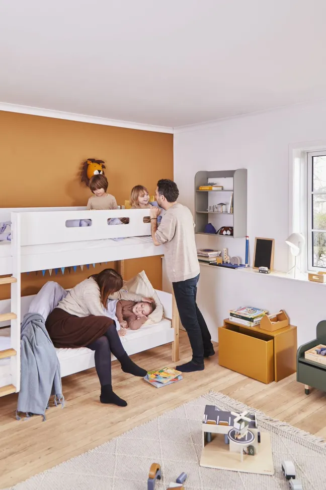 FLEXA Nor Etagenbett mit gerader Leiter weiß/eiche