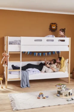 FLEXA Nor Etagenbett mit gerader Leiter weiß/eiche