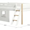 FLEXA Nor halbhohes Bett mit Schrägleiter und Baumhaus Panelen weiß
