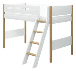FLEXA Nor Mittelhohes Bett mit Schrägleiter weiß/eiche