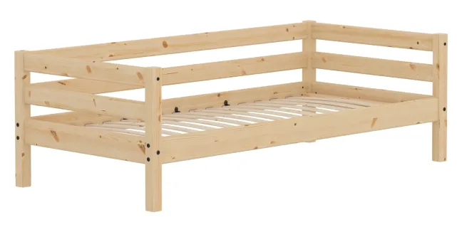 FLEXA RAW Classic Einzelbett mit hintere Absturzsicherung natur