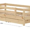FLEXA RAW Classic Einzelbett 90x200 cm mit 3/4 Absturzsicherung und Schubladen natur