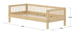 FLEXA RAW Classic Einzelbett 90x200 cm mit Streben Absturzsicherung natur