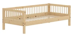 FLEXA RAW Classic Einzelbett 90x200 cm mit Streben Absturzsicherung natur