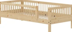 FLEXA RAW Classic Einzelbett 90x200 cm mit 3/4 Streben Absturzsicherung natur