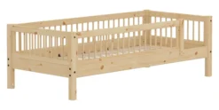 FLEXA RAW Classic Einzelbett 90x200 cm mit 3/4 Streben Absturzsicherung natur