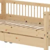 FLEXA RAW Classic Einzelbett 90x200 cm mit Streben Absturzsicherung und Schubladen natur