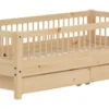 FLEXA RAW Classic Einzelbett 90x200 cm mit 3/4 Streben Absturzsicherung und Schubladen natur