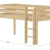 FLEXA RAW Classic Halbhohes Bett natur