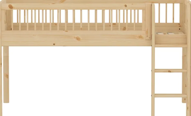 FLEXA RAW Classic Halbhohes Bett 90x200 cm mit Streben Absturzsicherung natur
