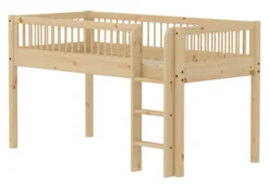 FLEXA RAW Classic Halbhohes Bett 90x200 cm mit Streben Absturzsicherung natur