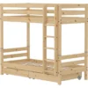 FLEXA RAW Classic Hohes Etagenbett mit Schubladen natur