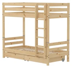 FLEXA RAW Classic Hohes Etagenbett mit Schubladen natur