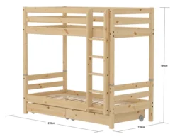 FLEXA RAW Classic Hohes Etagenbett mit Schubladen natur