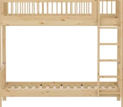 FLEXA RAW Classic hohes Etagenbett 90x200 cm mit Streben Absturzsicherung natur