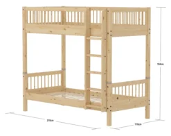 FLEXA RAW Classic hohes Etagenbett 90x200 cm mit Streben Absturzsicherung natur