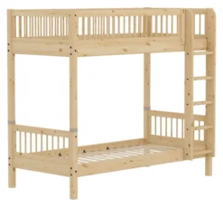 FLEXA RAW Classic hohes Etagenbett 90x200 cm mit Streben Absturzsicherung natur