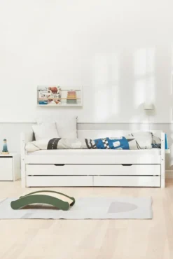 FLEXA White Einzelbett 90x200cm mit Gästebett u. zwei Schubladen weiß