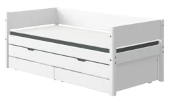 FLEXA White Einzelbett 90x200cm mit Gästebett u. zwei Schubladen weiß