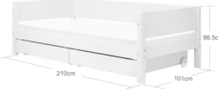 FLEXA White Einzelbett 90x200cm mit zwei Schubladen weiß