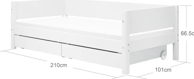 FLEXA White Einzelbett 90x200cm mit zwei Schubladen weiß