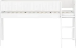 FLEXA White halbhohes Bett mit Schrägleiter und Rillen Absturzsicherung weiß