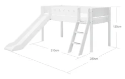 FLEXA White halbhohes Bett mit Schrägleiter und Rutsche weiß
