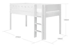 FLEXA White halbhohes Bett mit senkrechter Leiter weiß
