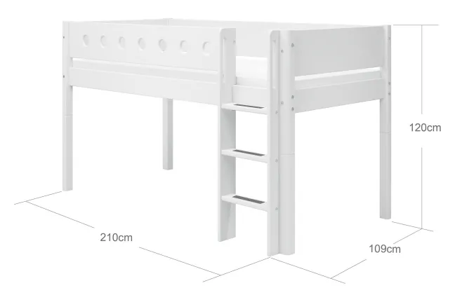 FLEXA White halbhohes Bett mit senkrechter Leiter weiß