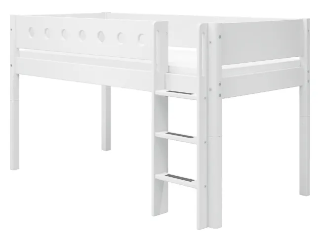 FLEXA White halbhohes Bett mit senkrechter Leiter weiß