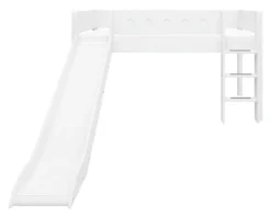 FLEXA White halbhohes Bett senk. Leiter und Rutsche weiß