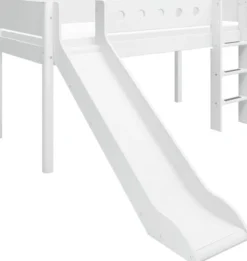 FLEXA White halbhohes Bett senk. Leiter und Rutsche weiß