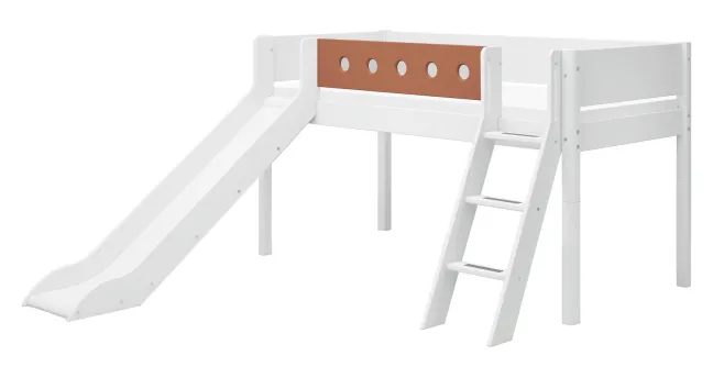 FLEXA White halbhohes Bett 90x200 cm mit Schrägl. und Rutsche weiß/rotviolett Sale