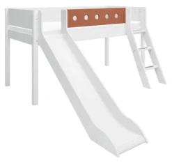 FLEXA White halbhohes Bett 90x200 cm mit Schrägl. und Rutsche weiß/rotviolett Sale