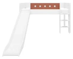 FLEXA White halbhohes Bett 90x200 cm mit senk. Leiter und Rutsche weiß/rotviolett Sale