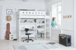 FLEXA White Hochbett mit senkrechter Leiter weiß