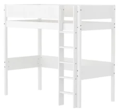 FLEXA White Hochbett 90x200cm mit Rillen Absturzsicherung weiß