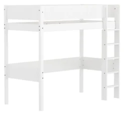 FLEXA White Hochbett 90x200cm mit Rillen Absturzsicherung weiß
