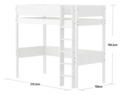 FLEXA White Hochbett 90x200cm mit Rillen Absturzsicherung weiß