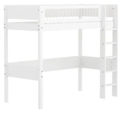 FLEXA White Hochbett 90x200cm mit Streben Absturzsicherung weiß