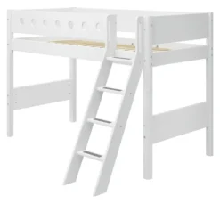 FLEXA White Mittelhohes Bett mit Schrägleiter weiß