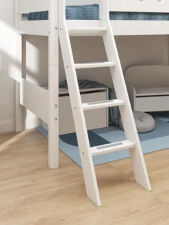 FLEXA White Mittelhohes Bett mit Schrägleiter weiß